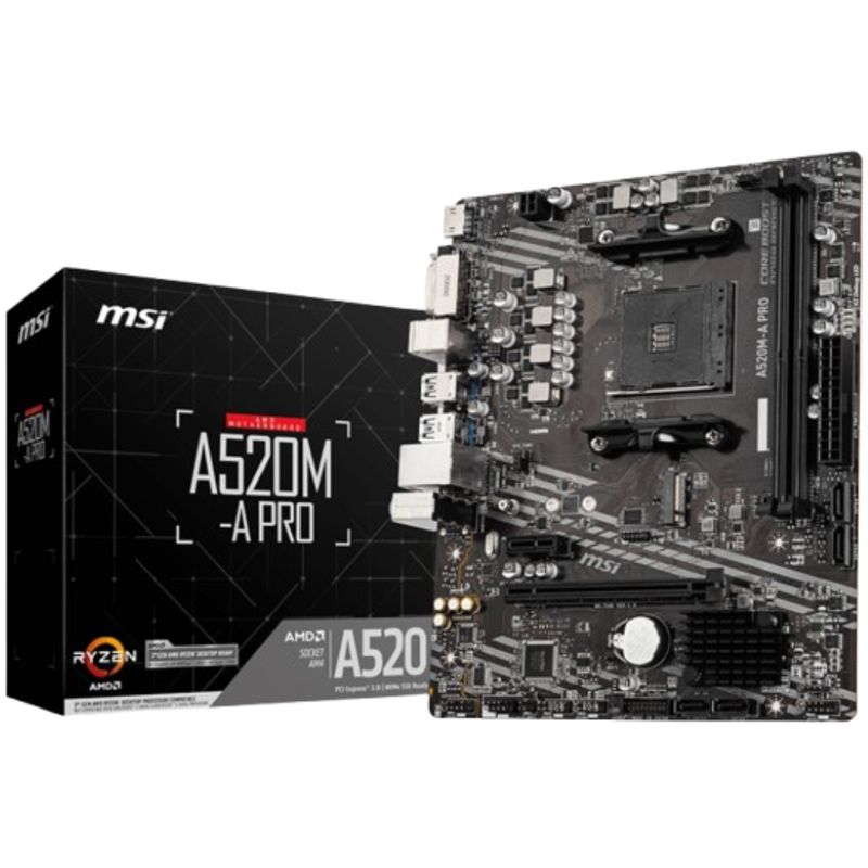 MSI - PLACA MADRE MSI A520M A PRO AM4 PCIe Gen 3 M.2 NVME