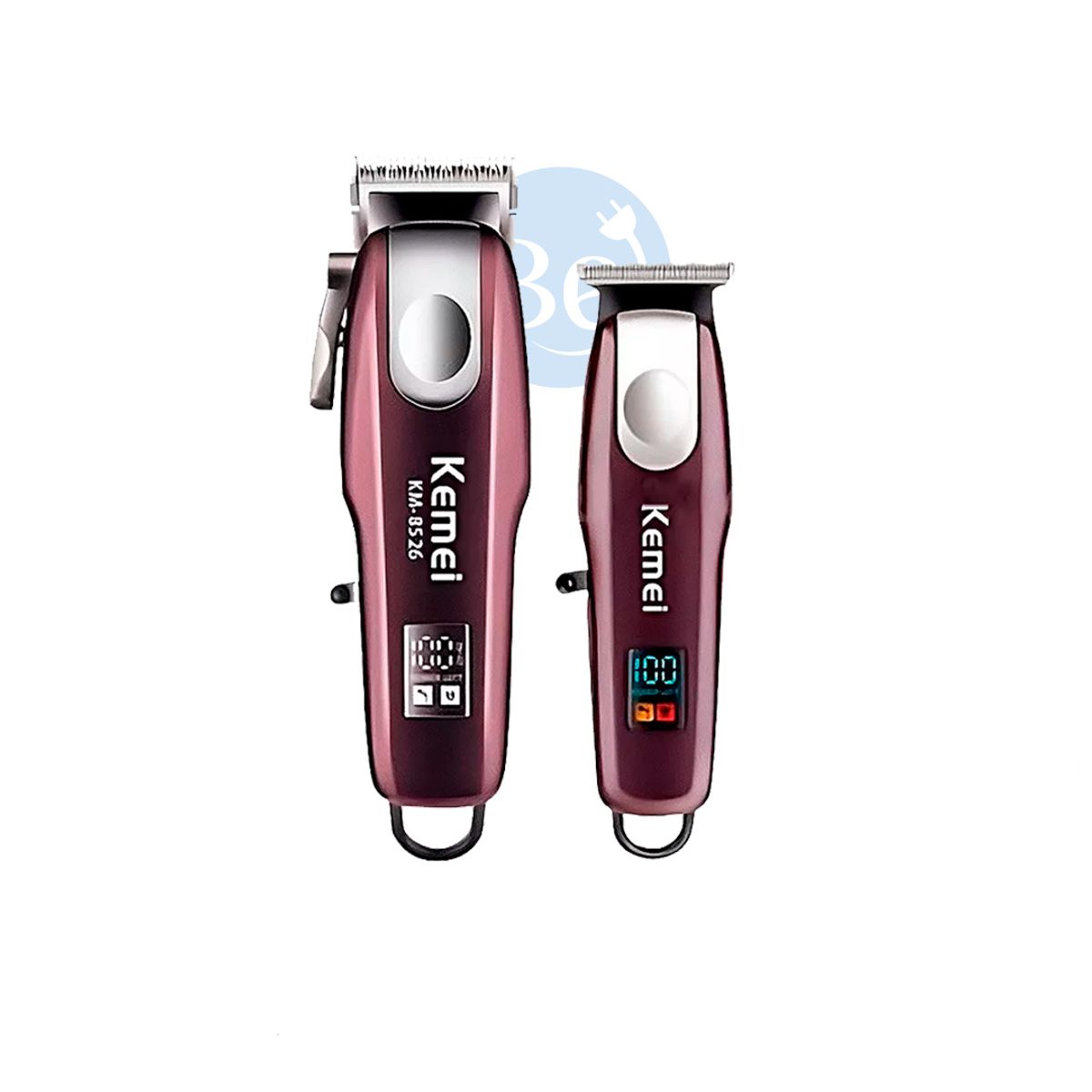 KEMEI - Combo Kemei KM-8526 Digital Cortadora y Trimmer Inalámbrica Color Violeta