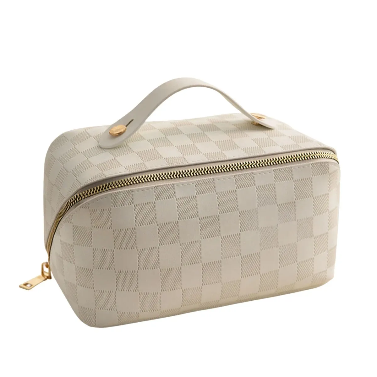 GENERICO - Cosmetiquero Neceser Maquillaje de Cuadros Blanco