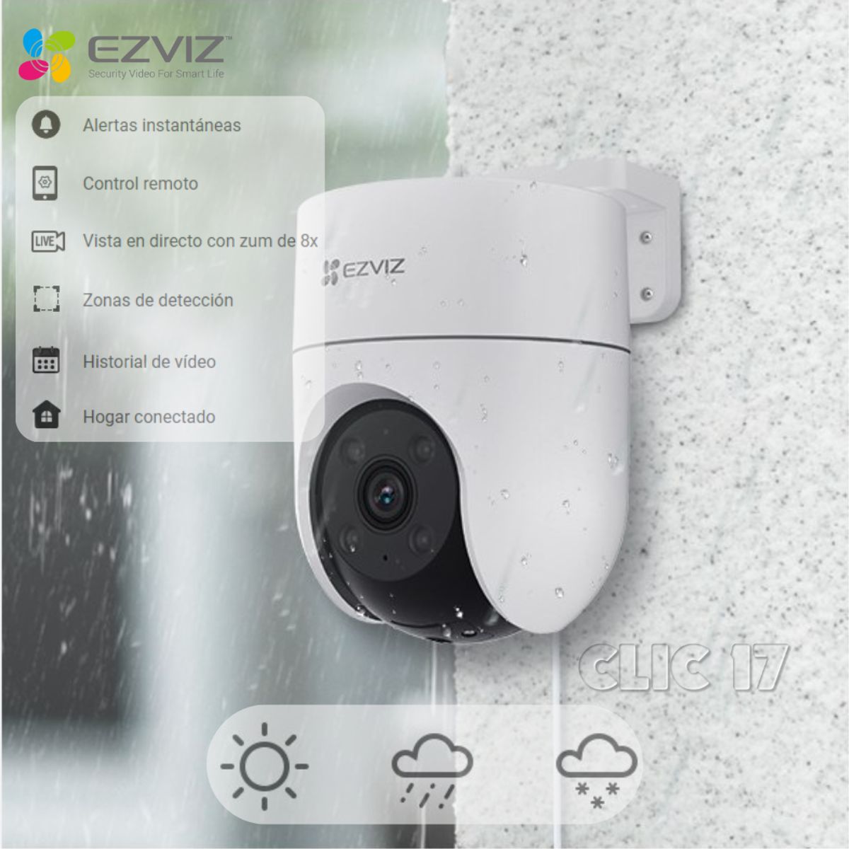 EZVIZ - Cámara de Seguridad EZVIZ H8C Pro Externo 5MP 360° WIFI con IA Alexa