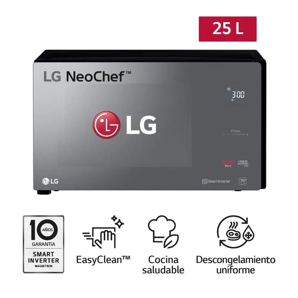 LG - Horno Microondas LG MS2596DIR EasyClean 25L Negro