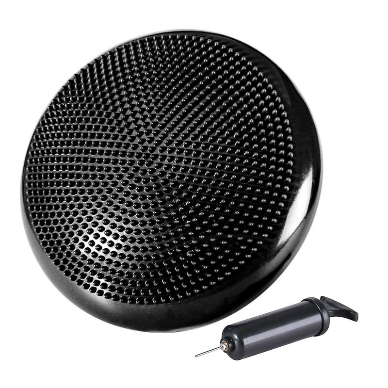 ARGYMPRO - DISCO DE EQUILIBRIO CON INFLADOR PILATES YOGA FITNESS NEGRO