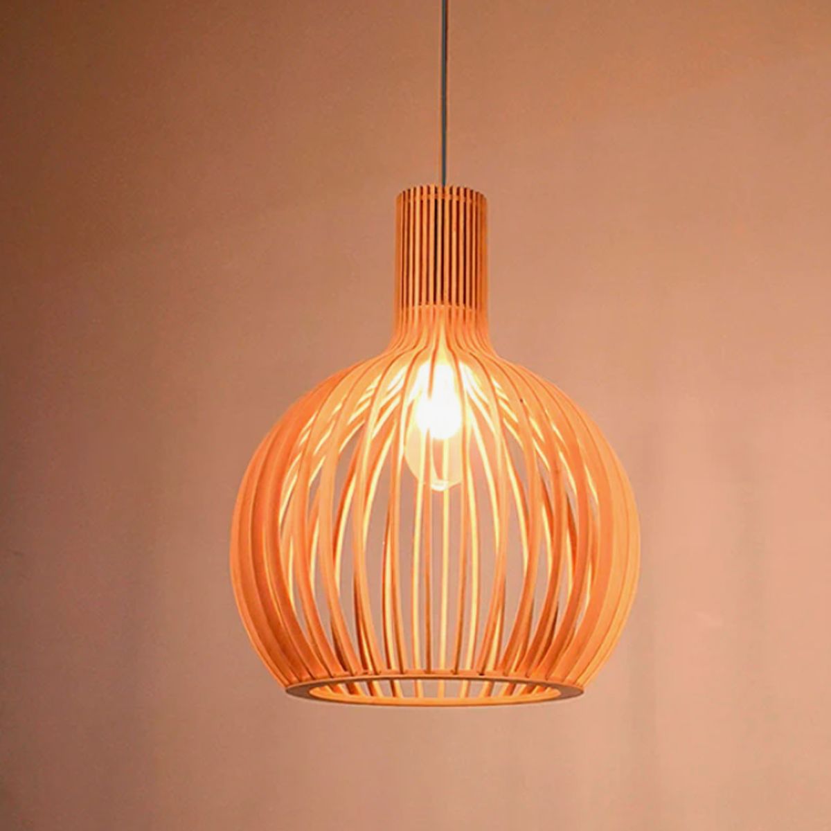 GENERICO - Lámpara Colgante de Mimbre Natural Led