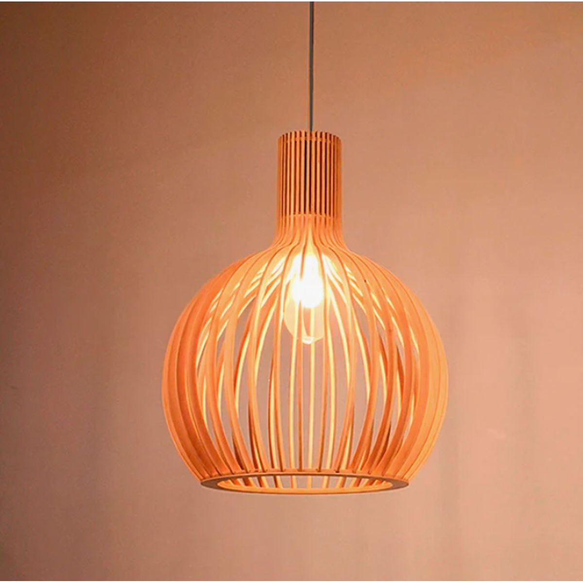 GENERICO - Lámpara Colgante de Mimbre Natural Led