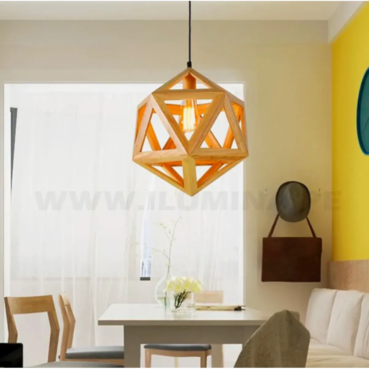Lámpara Colgante de Madera Natural Led, marca GENERICO - Foto Principal