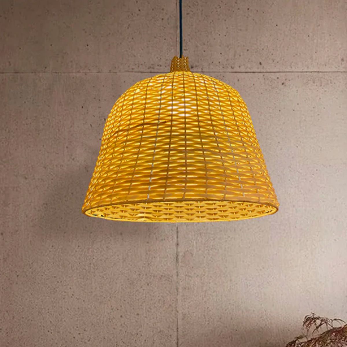 GENERICO - Lámpara Colgante de Mimbre Natural Led