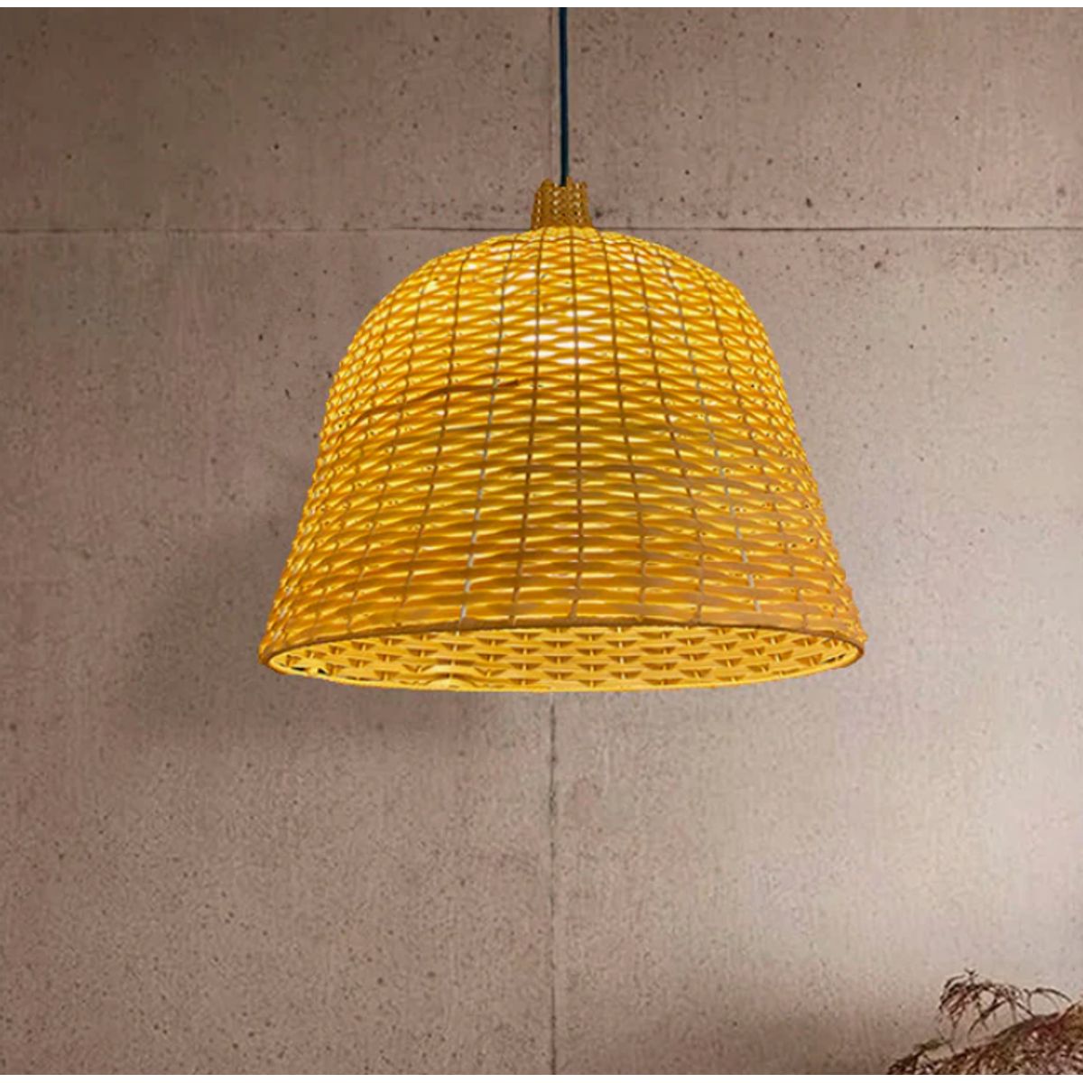 GENERICO - Lámpara Colgante de Mimbre Natural Led