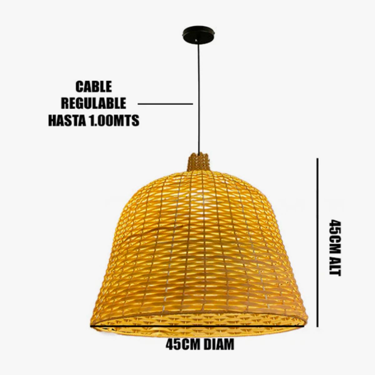 GENERICO - Lámpara Colgante de Mimbre Natural Led