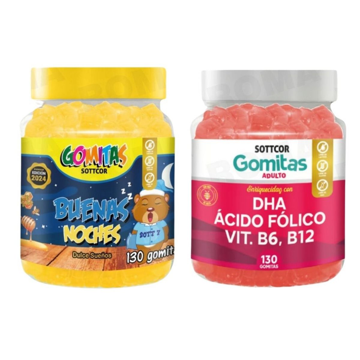 GENERICO - PACK 2 GOMITAS BUENAS NOCHES NIÑOS + DHA ACIDO FOLICO 260 UND