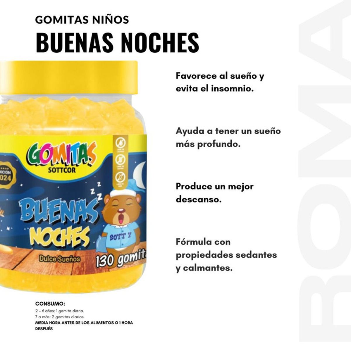 GENERICO - PACK 2 GOMITAS BUENAS NOCHES NIÑOS + DHA ACIDO FOLICO 260 UND