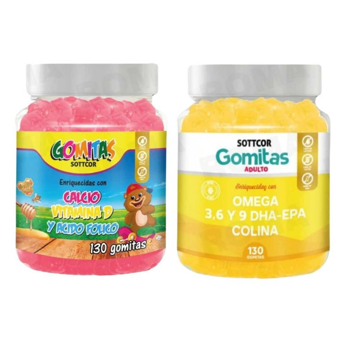 GENERICO - PACK 2 GOMITAS CALCIO NIÑOS + OMEGA 3 ADULTO 260 UND