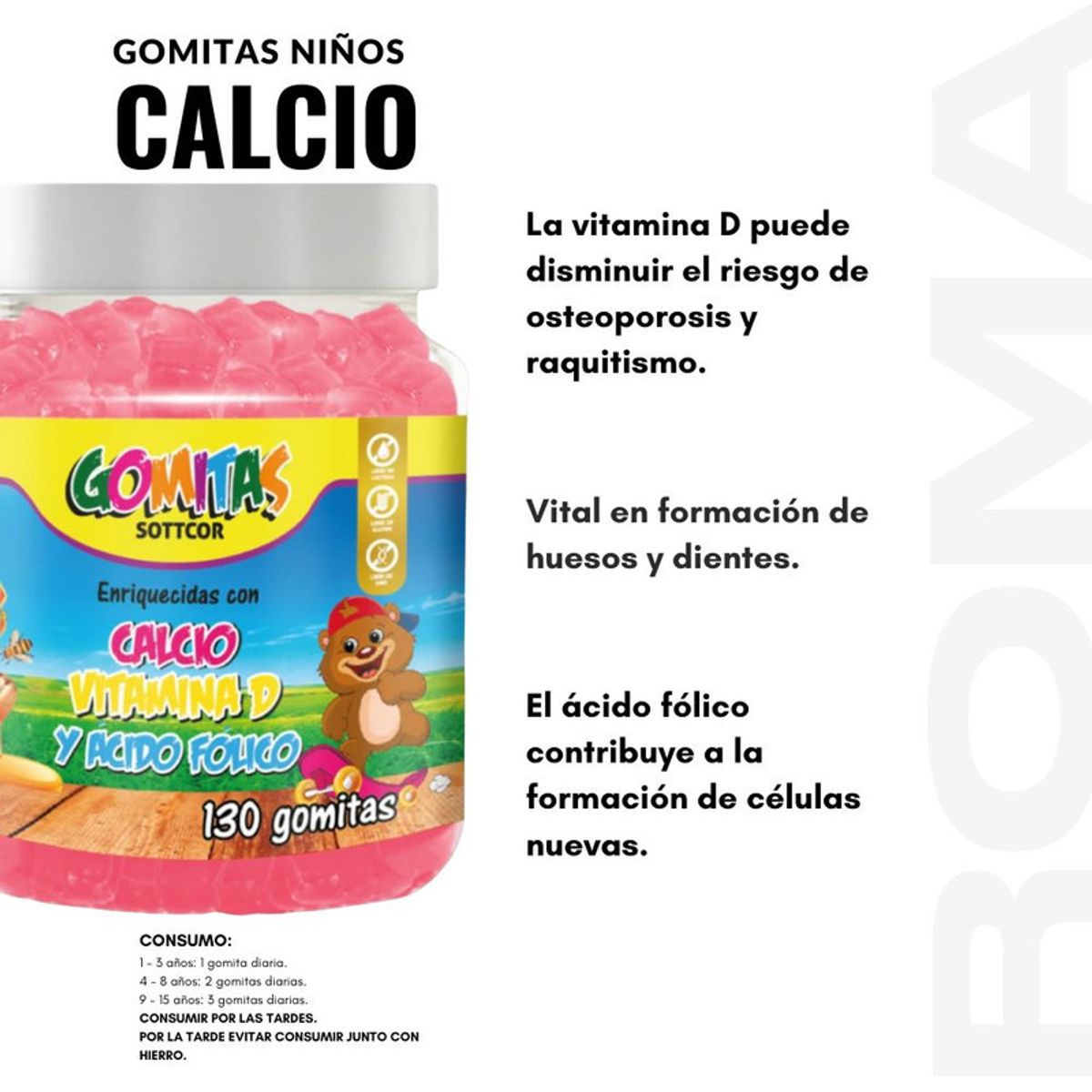 GENERICO - PACK 2 GOMITAS CALCIO NIÑOS + OMEGA 3 ADULTO 260 UND
