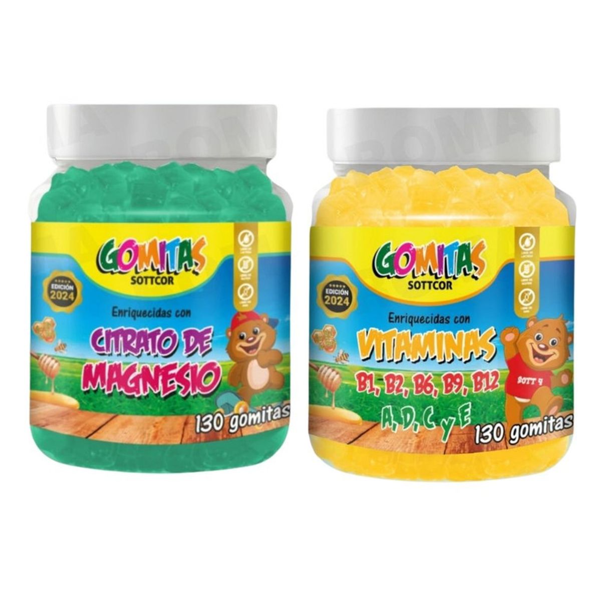 GENERICO - PAC 2 GOMITAS CITRATO DE MAGNESIO NIÑOS + VITAMINAS PARA NIÑOS 260 UND