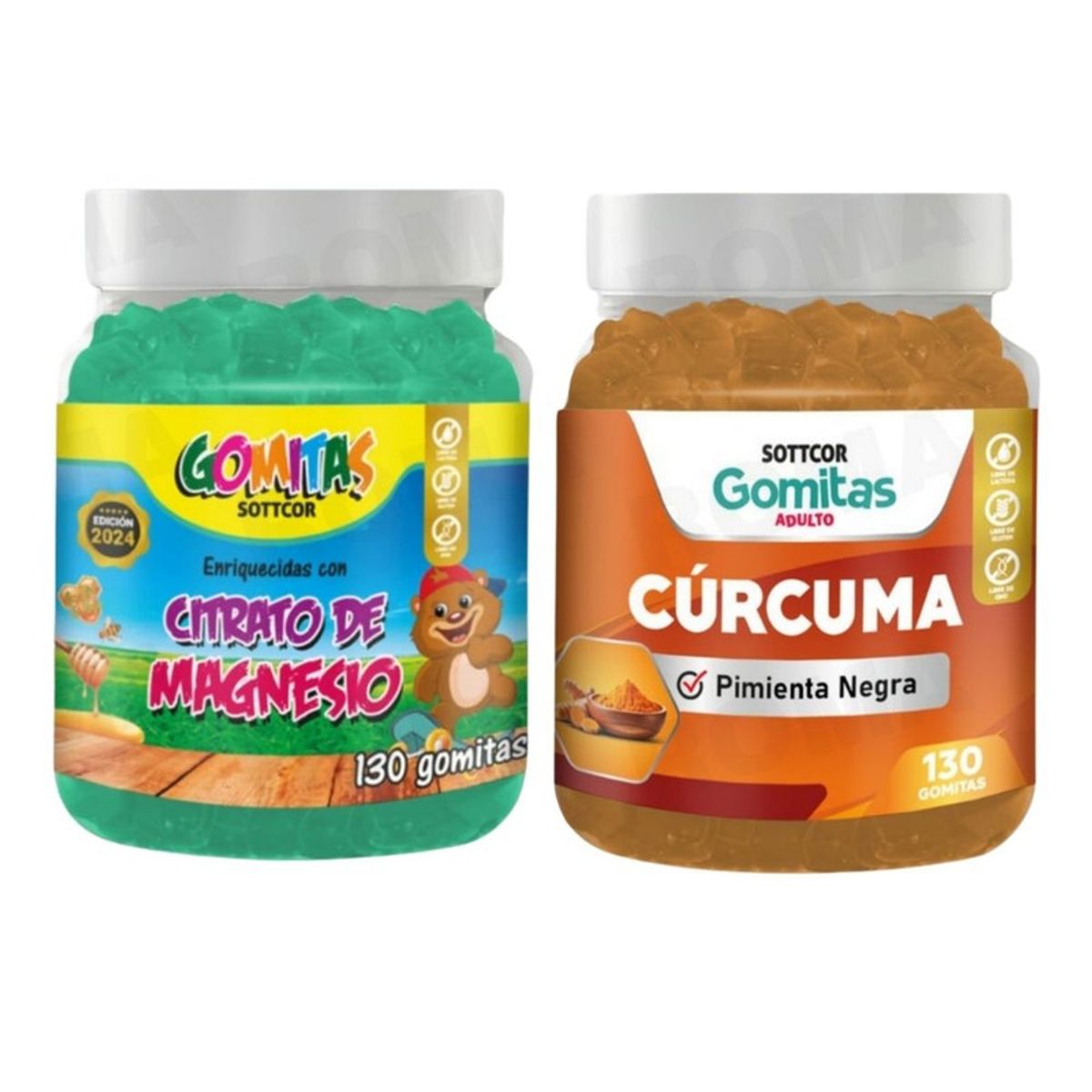 GENERICO - PACK 2 GOMITAS CITRATO DE MAGNESIO NIÑOS + GOMITAS CÚRCUMA 260UND