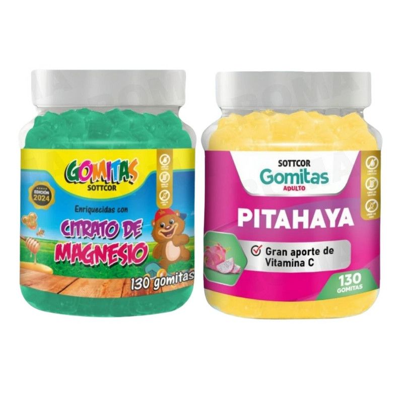 GENERICO - PACK 2 CITRATO DE MAGNESIO NIÑOS 130UND + PITAHAYA ADULTOS 130UND