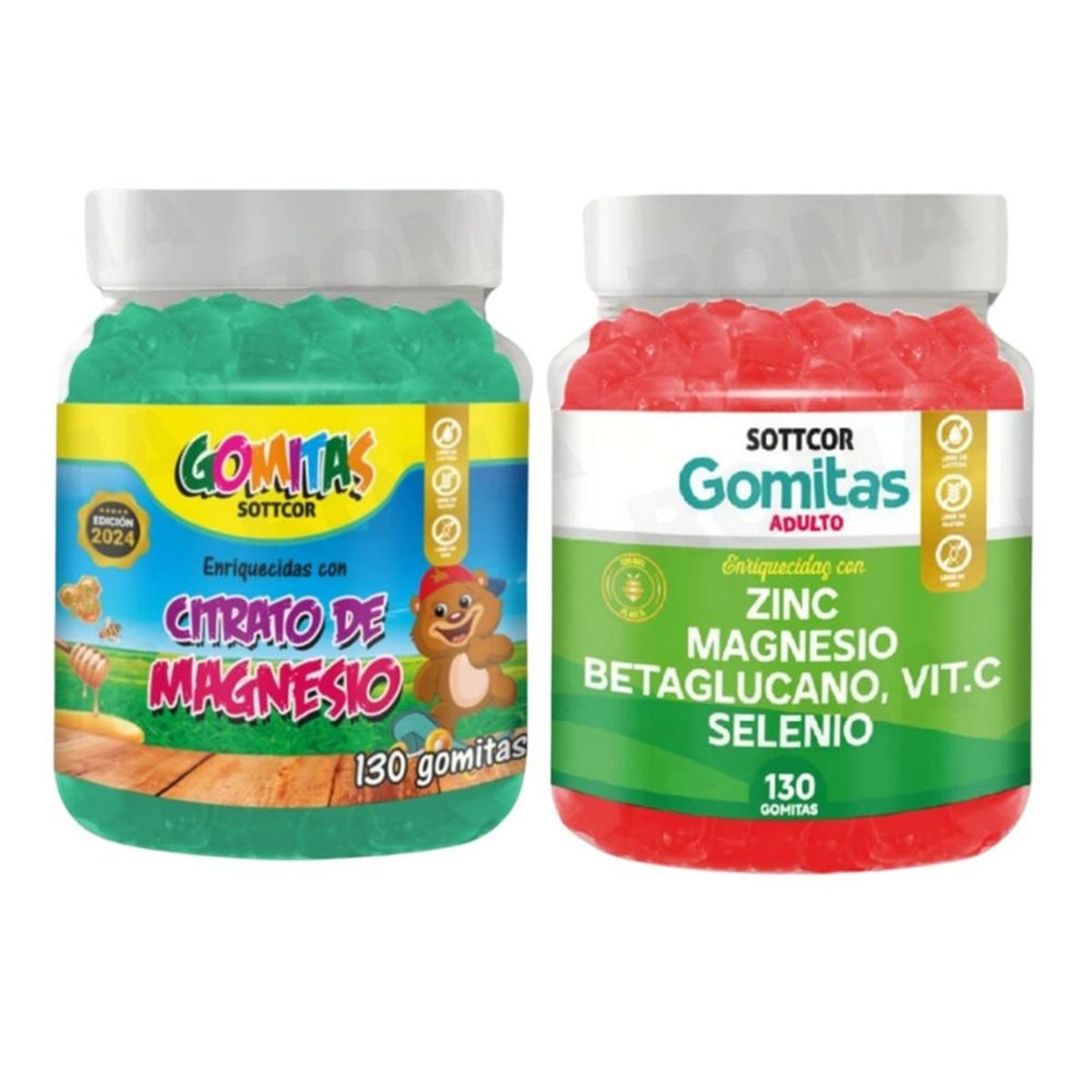 GENERICO - PACK 2 GOMITAS CITRATO DE MAGNESIO NIÑOS + ZINC ADULTO 260 UND