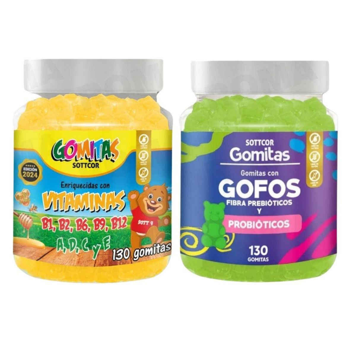 GENERICO - PACK 2 GOMITAS VITAMINAS PARA NIÑOS + GOFOS PARA NIÑOS 260 UND