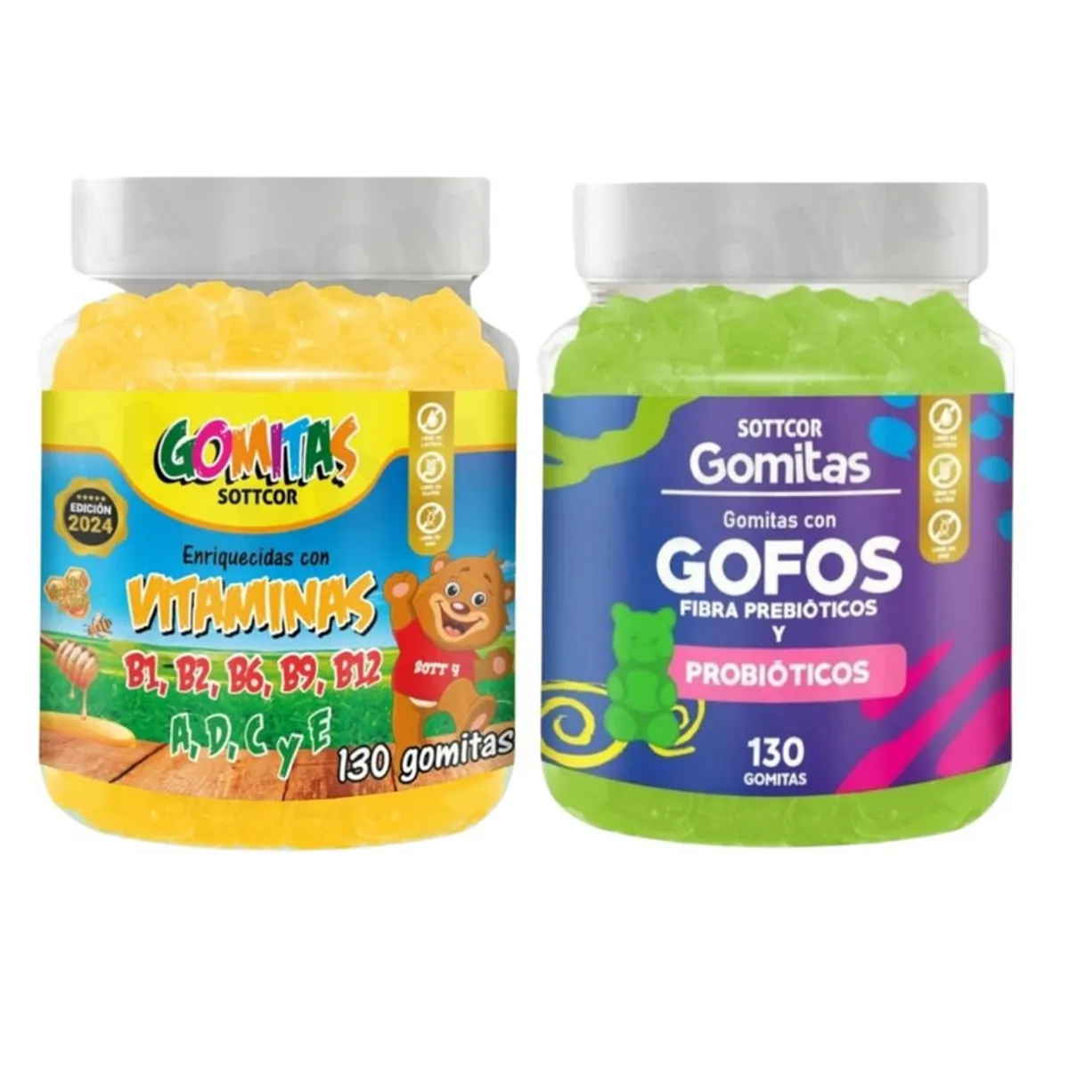 GENERICO - PACK 2 GOMITAS VITAMINAS PARA NIÑOS + GOFOS PARA NIÑOS 260 UND