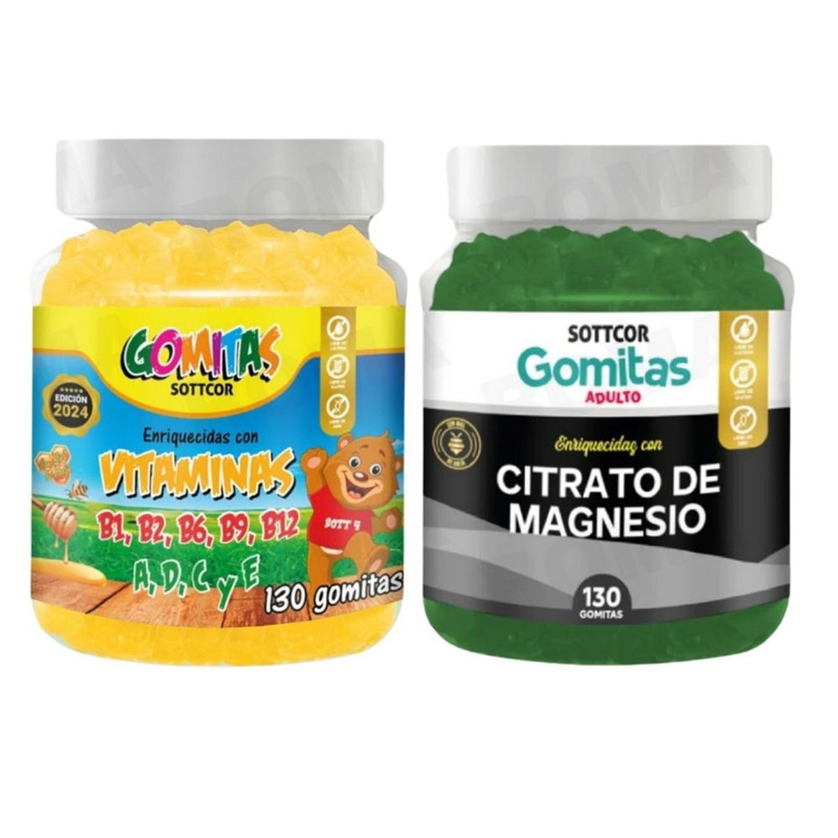 GENERICO - PACK 2 GOMITAS VITAMINAS PARA NIÑOS + CITRATO MAGNESIO ADULTO 260UND