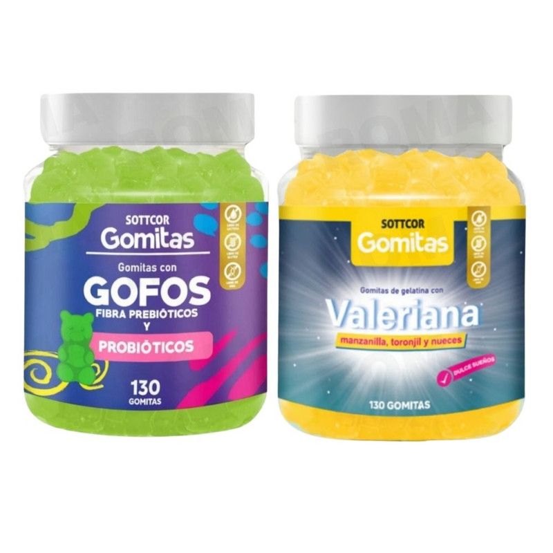 GENERICO - PACK 2 GOMITAS GOFOS PARA NIÑOS + GOMITAS VALERIANA ADULTOS 260 UND