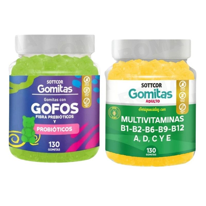 GENERICO - PACK 2 GOMITAS GOFOS PARA NIÑOS + MULTIVITAMINAS ADULTOS 260 UND