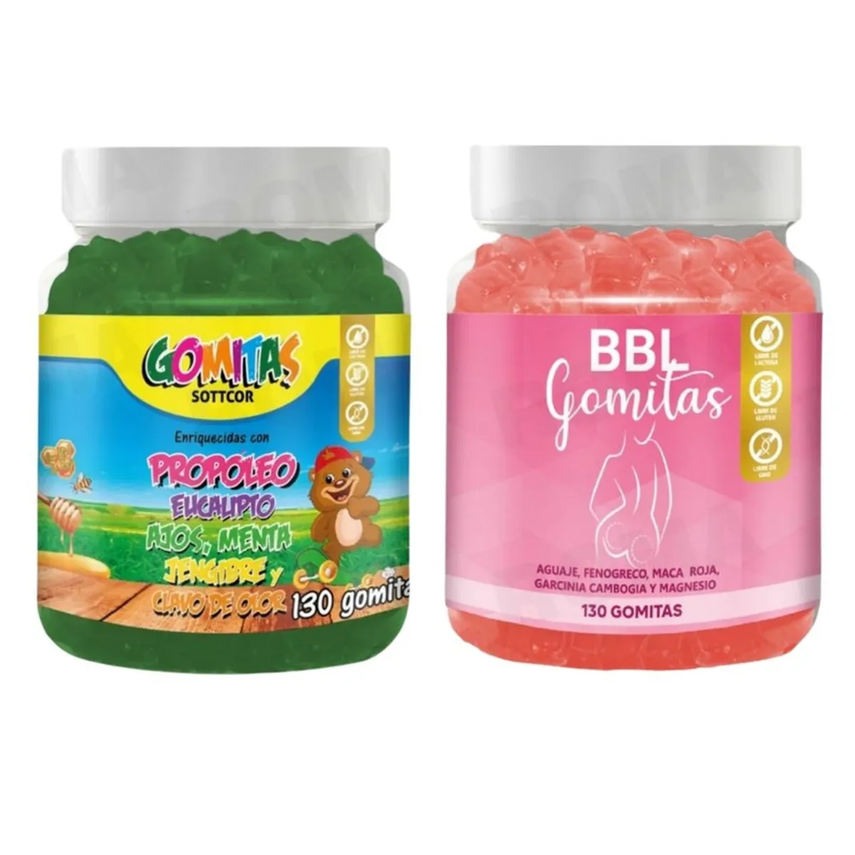 GENERICO - PACK 2 GOMITAS PROPÓLEO NIÑOS 130UND + GOMITAS AGUAJE BBL 130UND