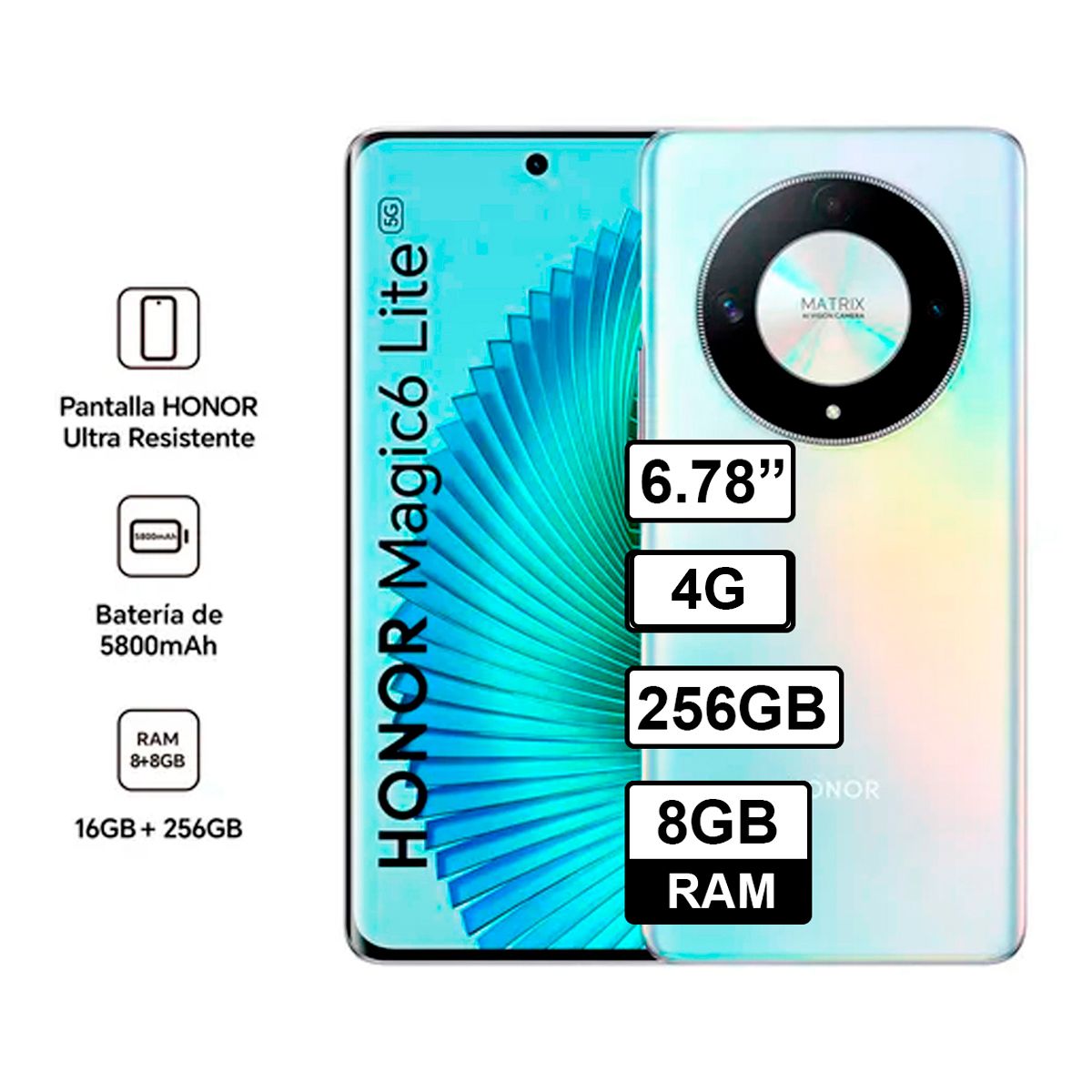 HONOR - Celular HONOR MAGIC 6 LITE 4G - 8GB RAM - 256GB Color Silver