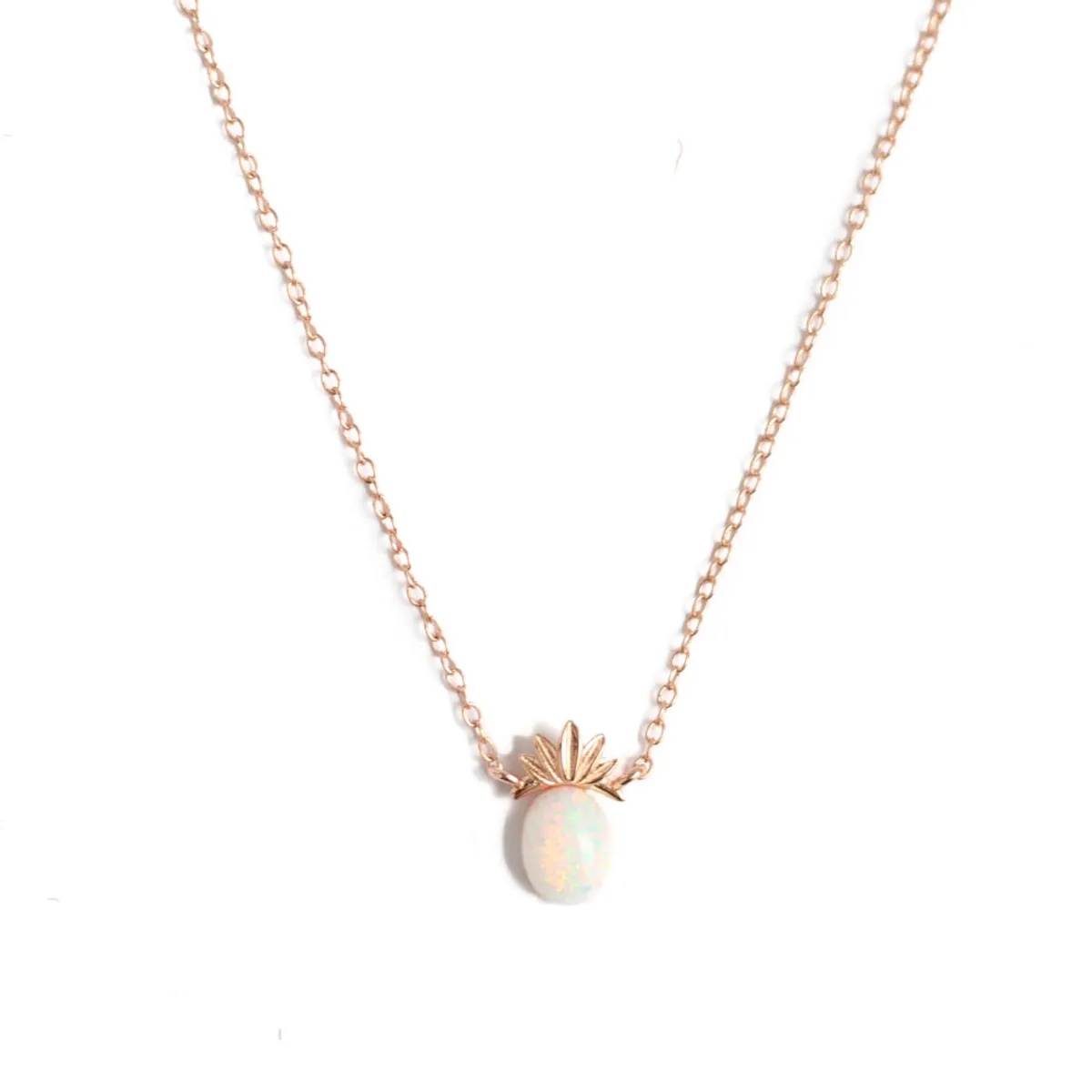 CLEO JOYAS & ACCESORIOS - COLLAR OPALO PIÑA CON BAÑO DE ORO