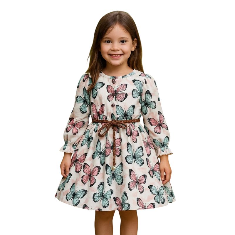 GENERICO - Vestidos de Mariposas de colores con cinturon
