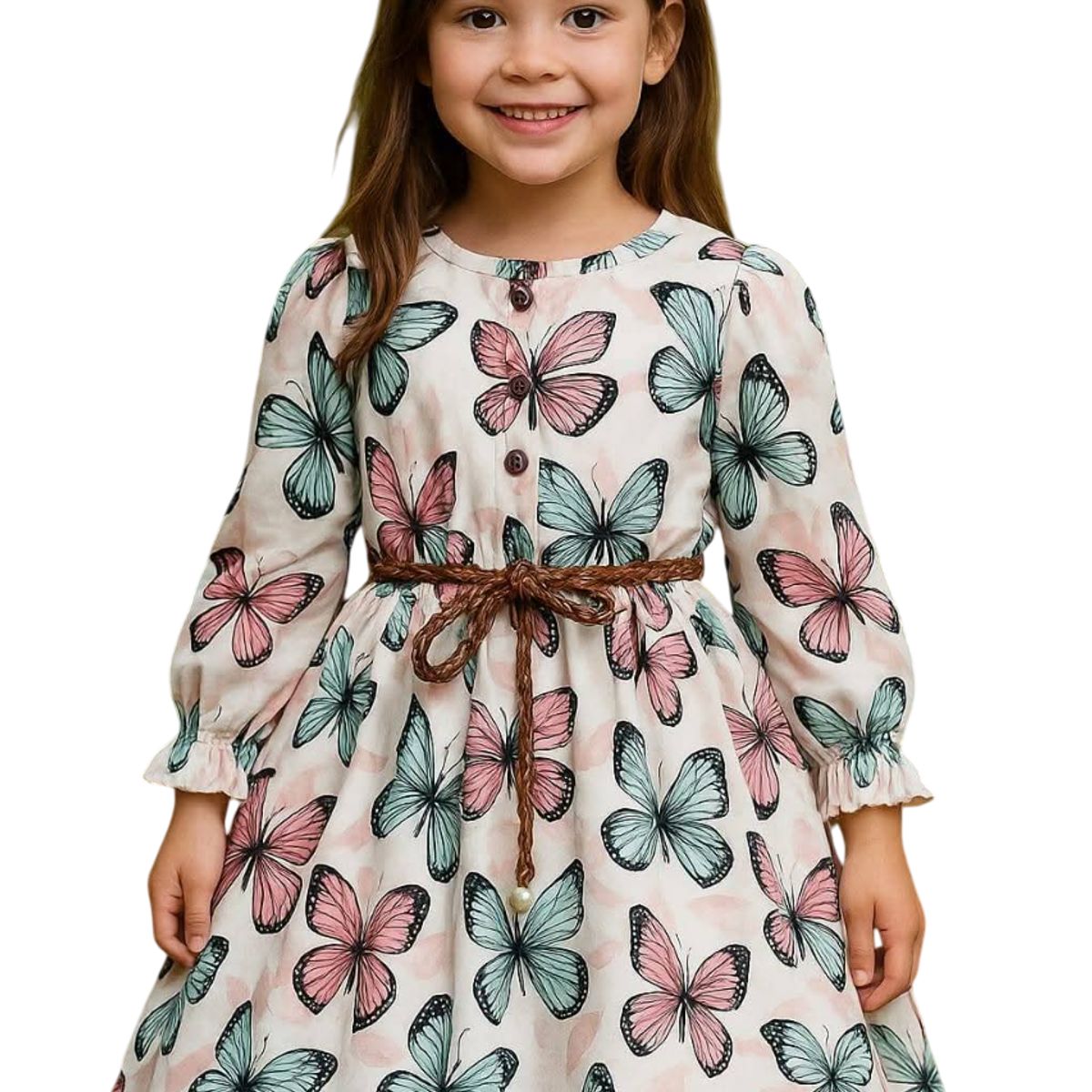 GENERICO - Vestidos de Mariposas de colores con cinturon