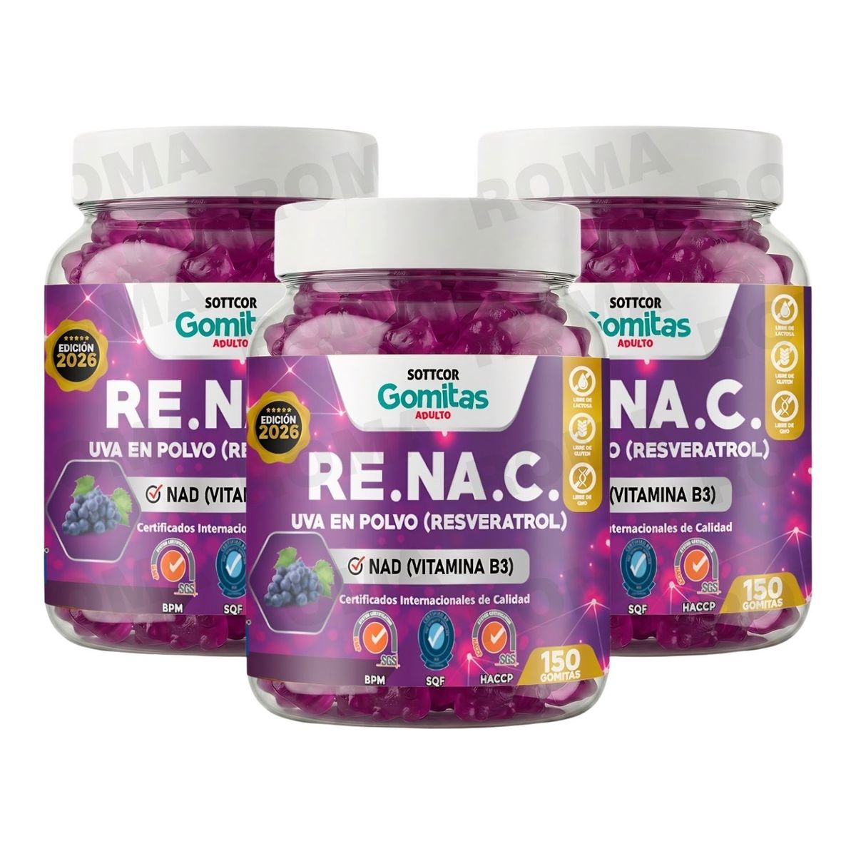 GENERICO - PACK 3 GOMITAS  RESVERATROL 450 GOMITAS SOTTCOR LABS