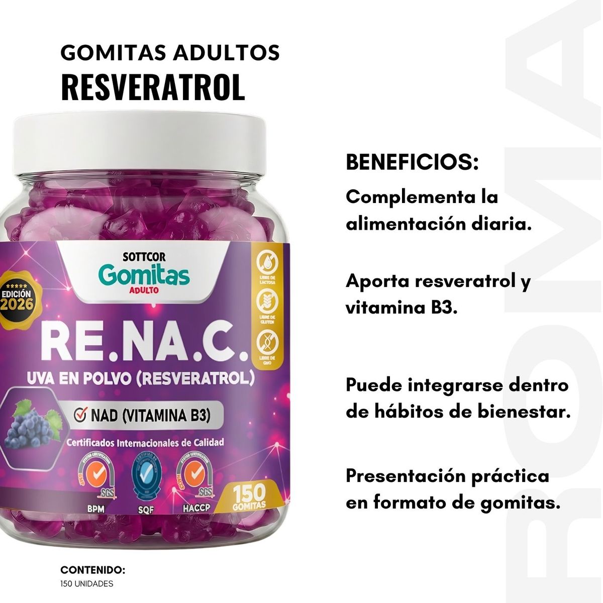 GENERICO - PACK 3 GOMITAS  RESVERATROL 450 GOMITAS SOTTCOR LABS