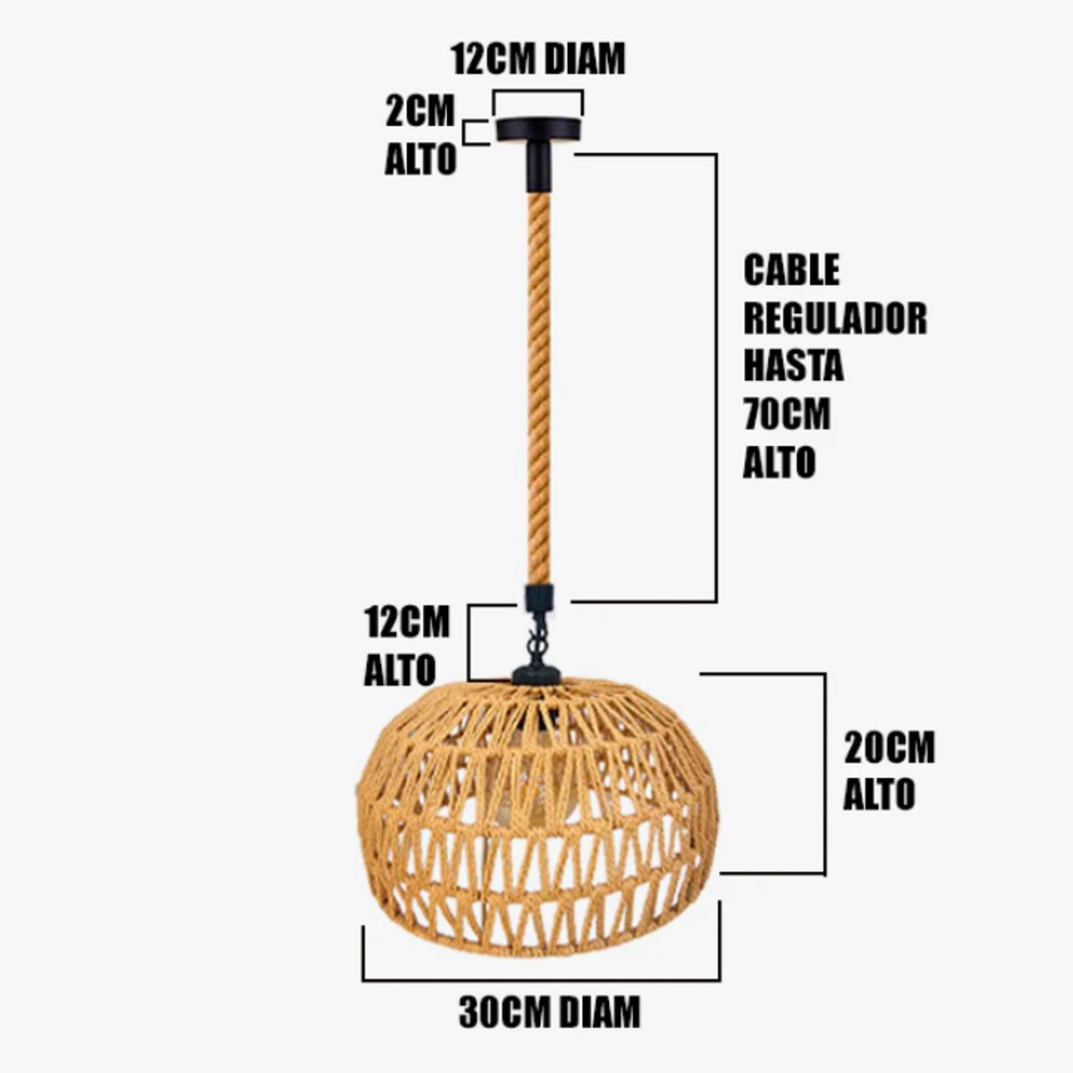 GENERICO - Lámpara Colgante de Soga Trenzada Led