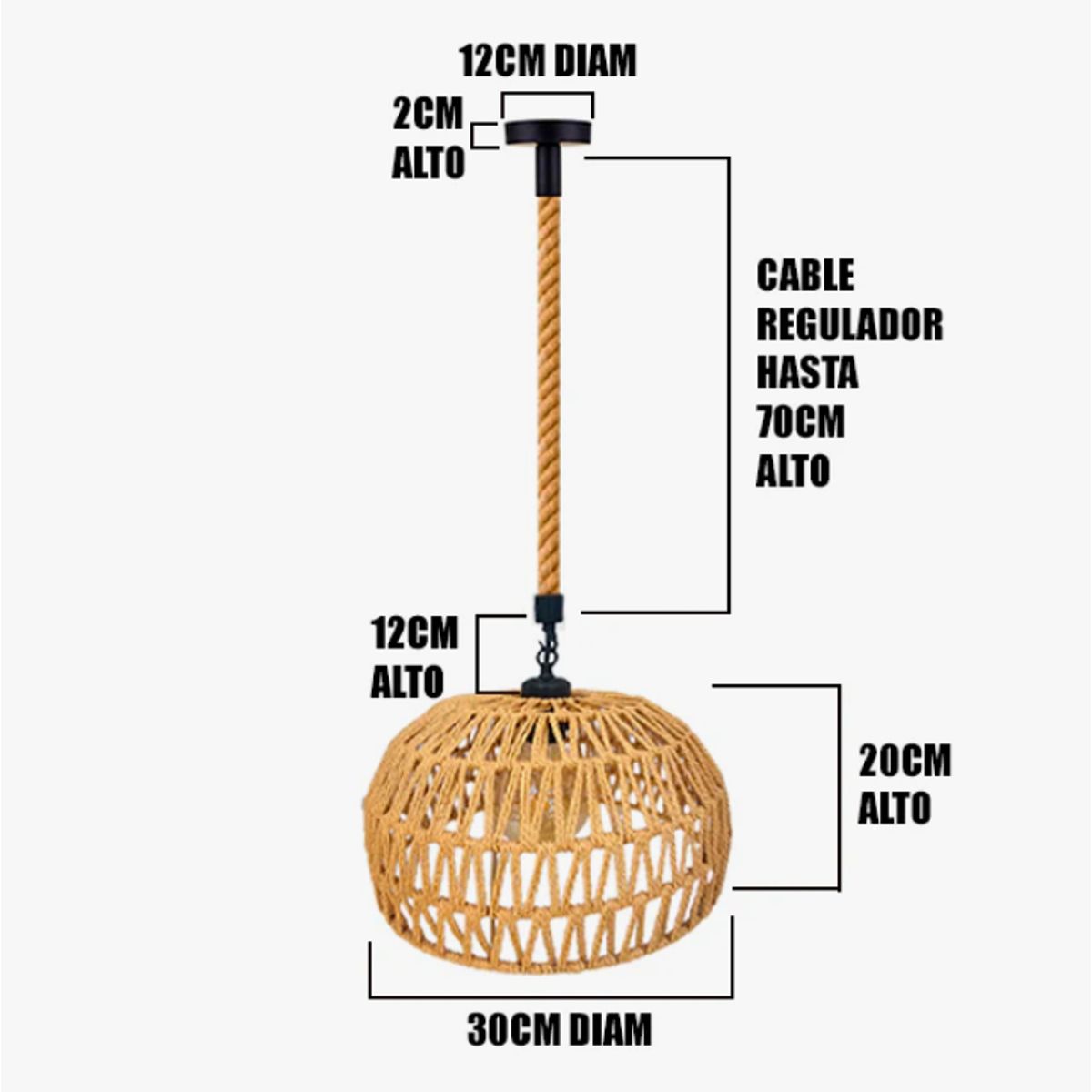GENERICO - Lámpara Colgante de Soga Trenzada Led
