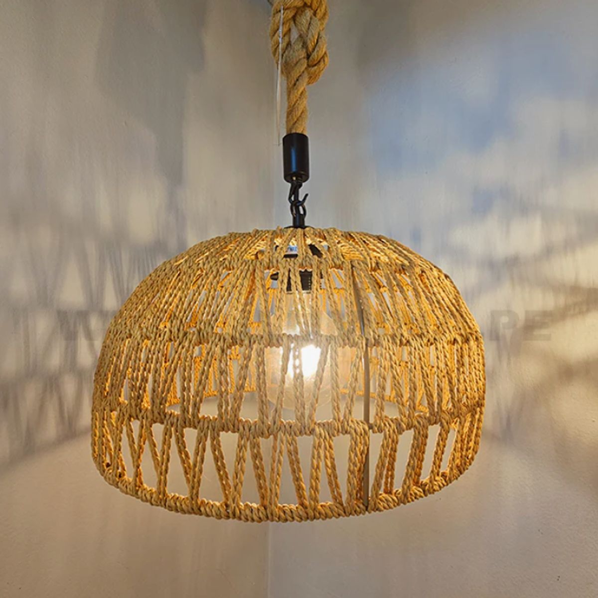 GENERICO - Lámpara Colgante de Soga Trenzada Led