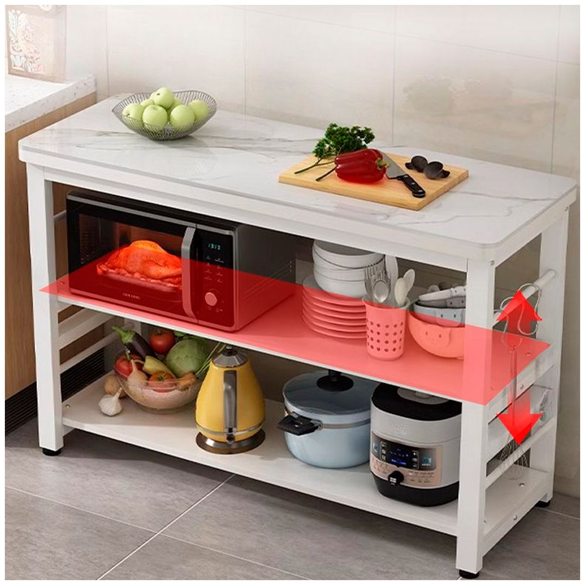 GENERICO - Estante organizador 2 niveles blanco 100cm