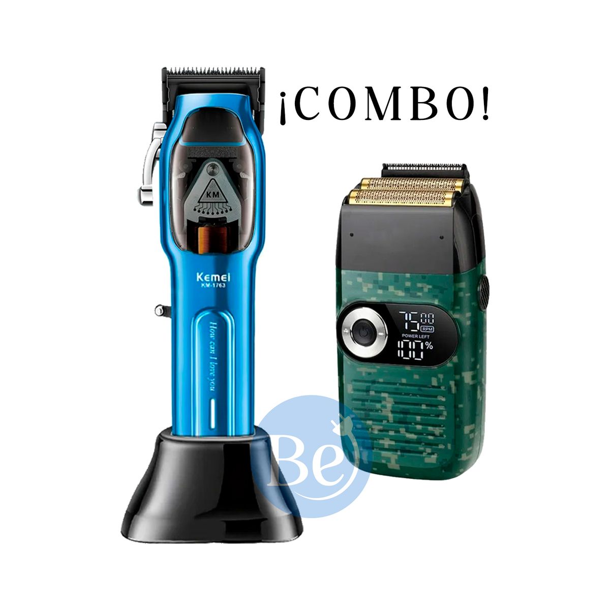Combo Kemei Cortadora KM-1763 y Afeitadora Shaver Cordless KM-2027, marca KEMEI - Foto Principal