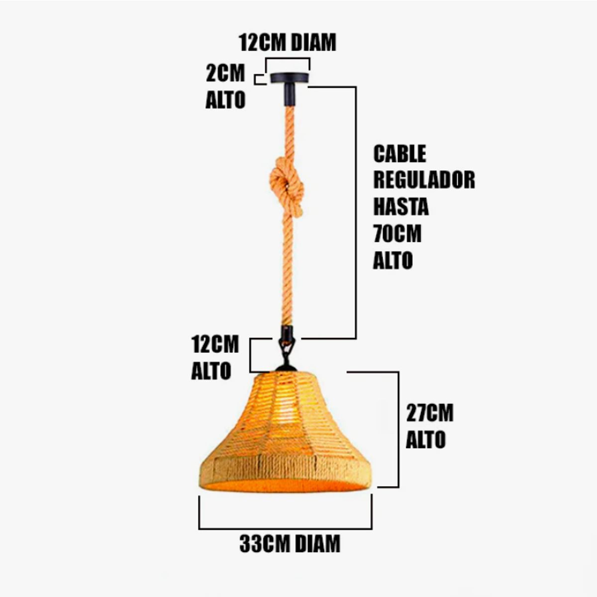 GENERICO - Lámpara Colgante de Soga Trenzada Led