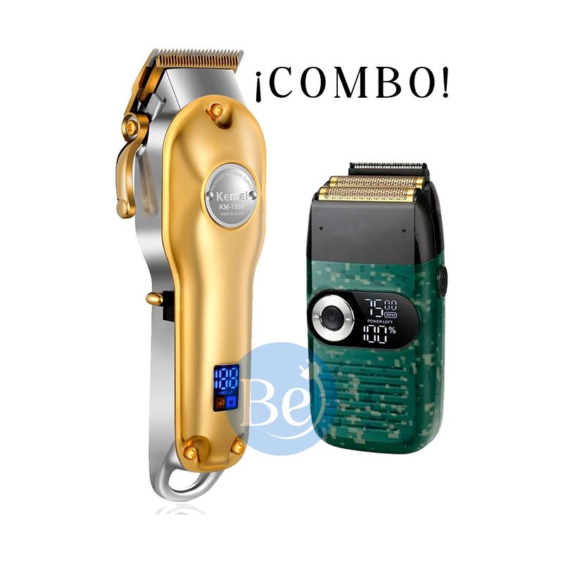 KEMEI - Combo Kemei Cortadora KM-1986 y Afeitadora Shaver Cordless KM-2027