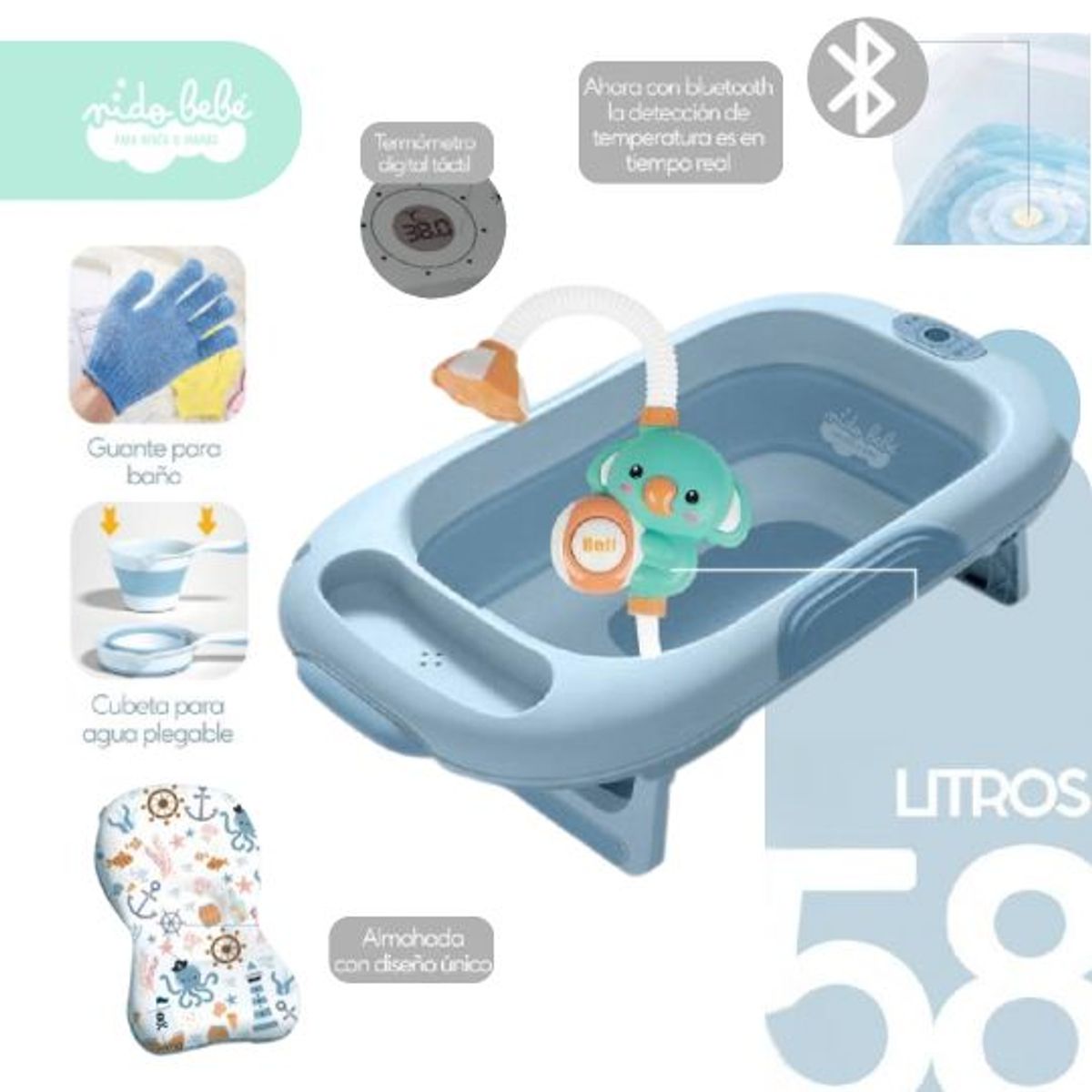 BABY - Bañera Plegable de Bebe modelo Atlantic blue