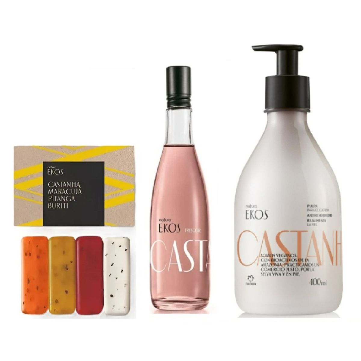 NATURA - Kit Ekos castaña hidratante corporal jabones y frescor 75ml