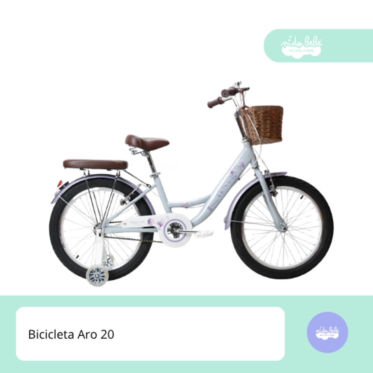 GENERICO - Bicicleta aro 20 para niña blanca con canastilla