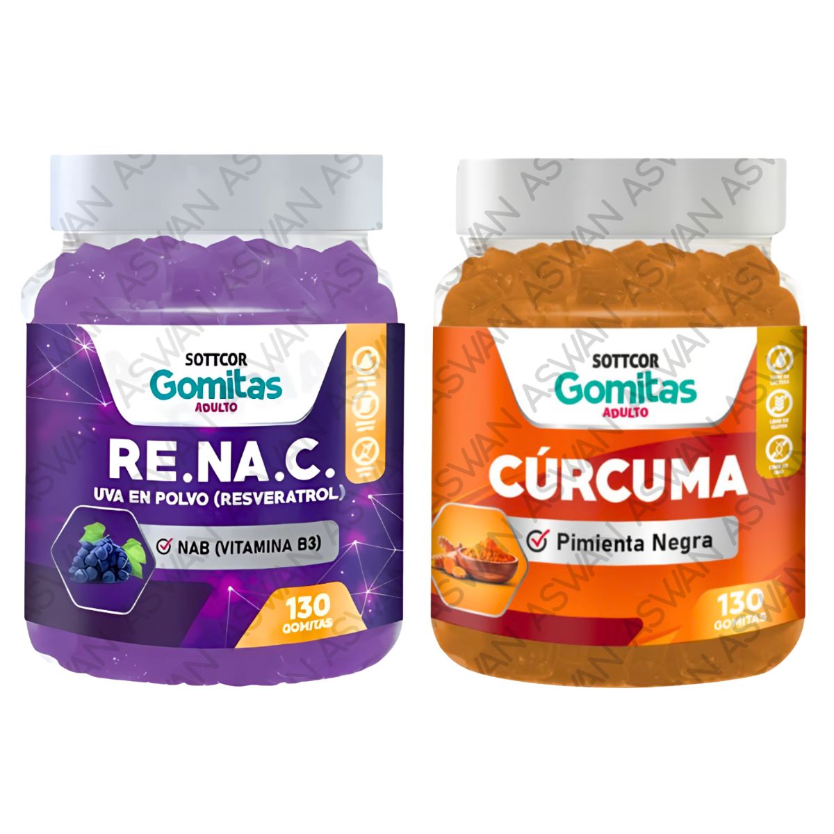 GENERICO - Pack Adulto Resveratrol & Curcuma 130 Gomitas - SOTTCOR
