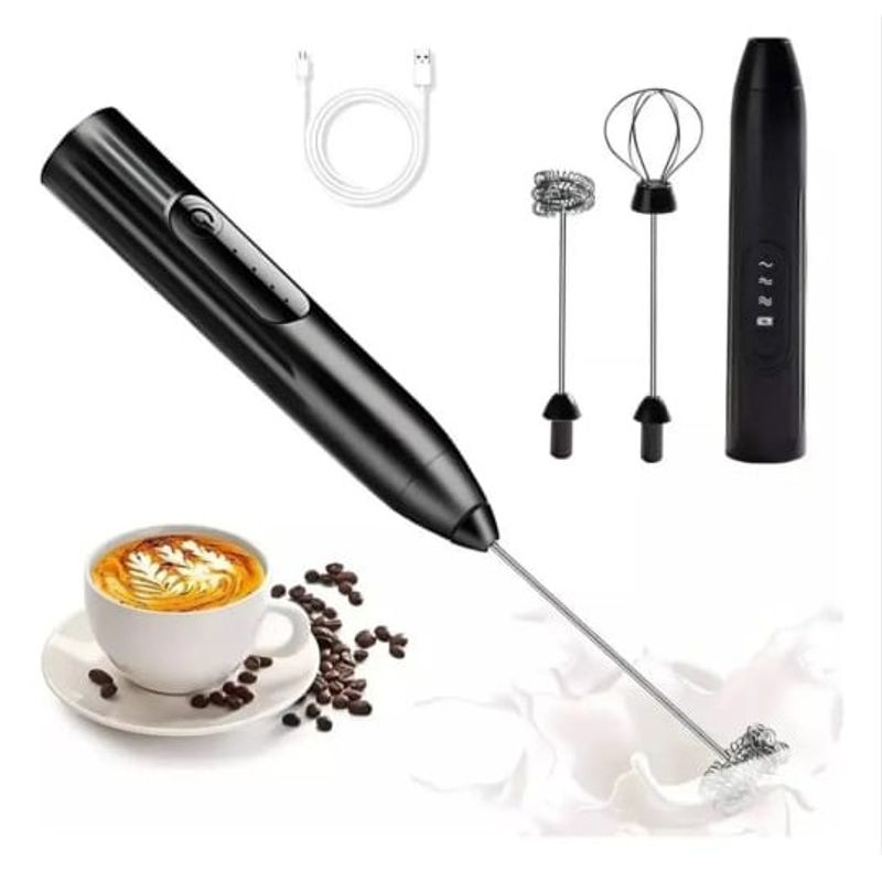 GENERICO - MINI BATIDORA ELECTRICA PORTATIL RECARGABLE - NEGRO