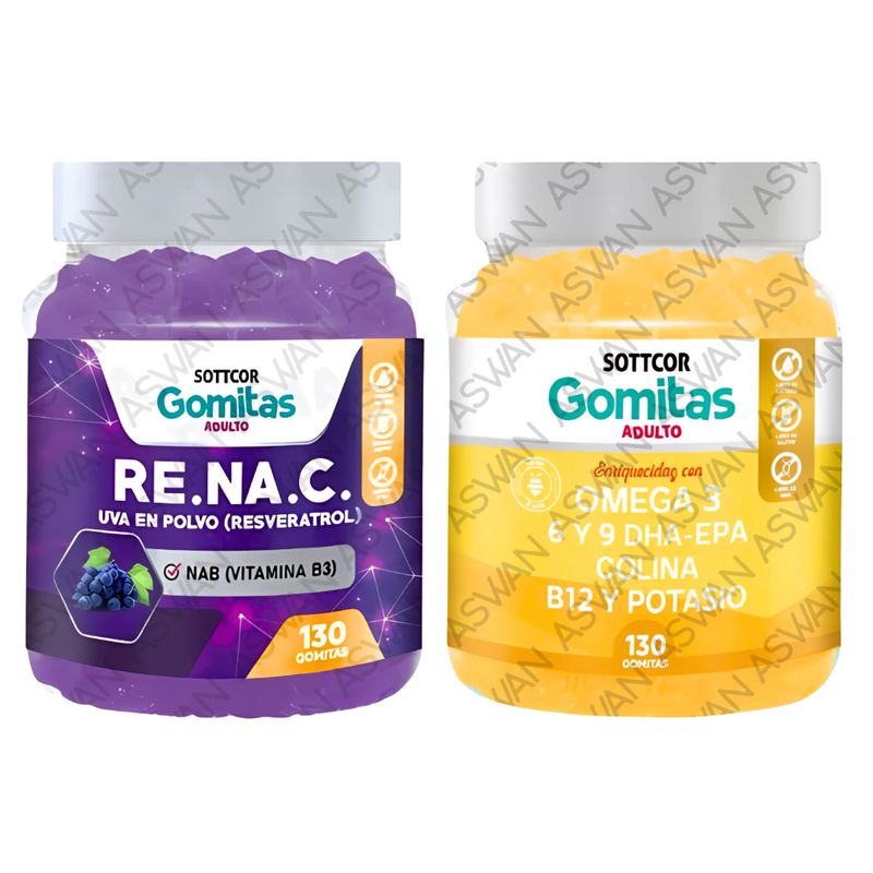 GENERICO - Pack Adulto Resveratrol & Omega 3 130 Gomitas - SOTTCOR