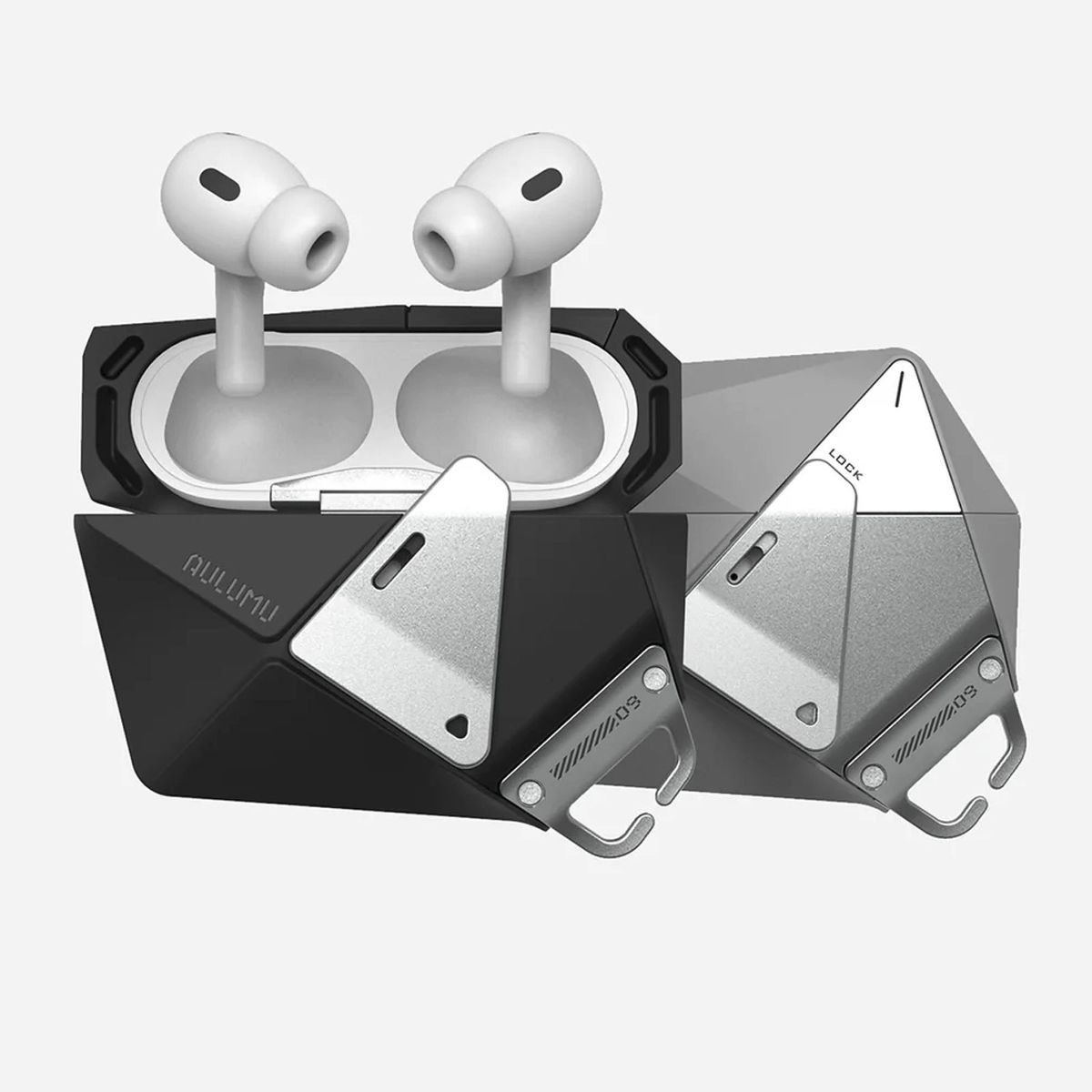 AULUMU - Case Negro Aulumu Geometrick Lock Para AirPods Pro 2 / AirPods Pro 1