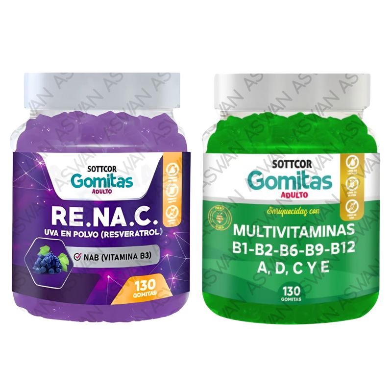 GENERICO - Pack Adulto Resveratrol & Multivitaminas 130 Gomitas - SOTTCOR