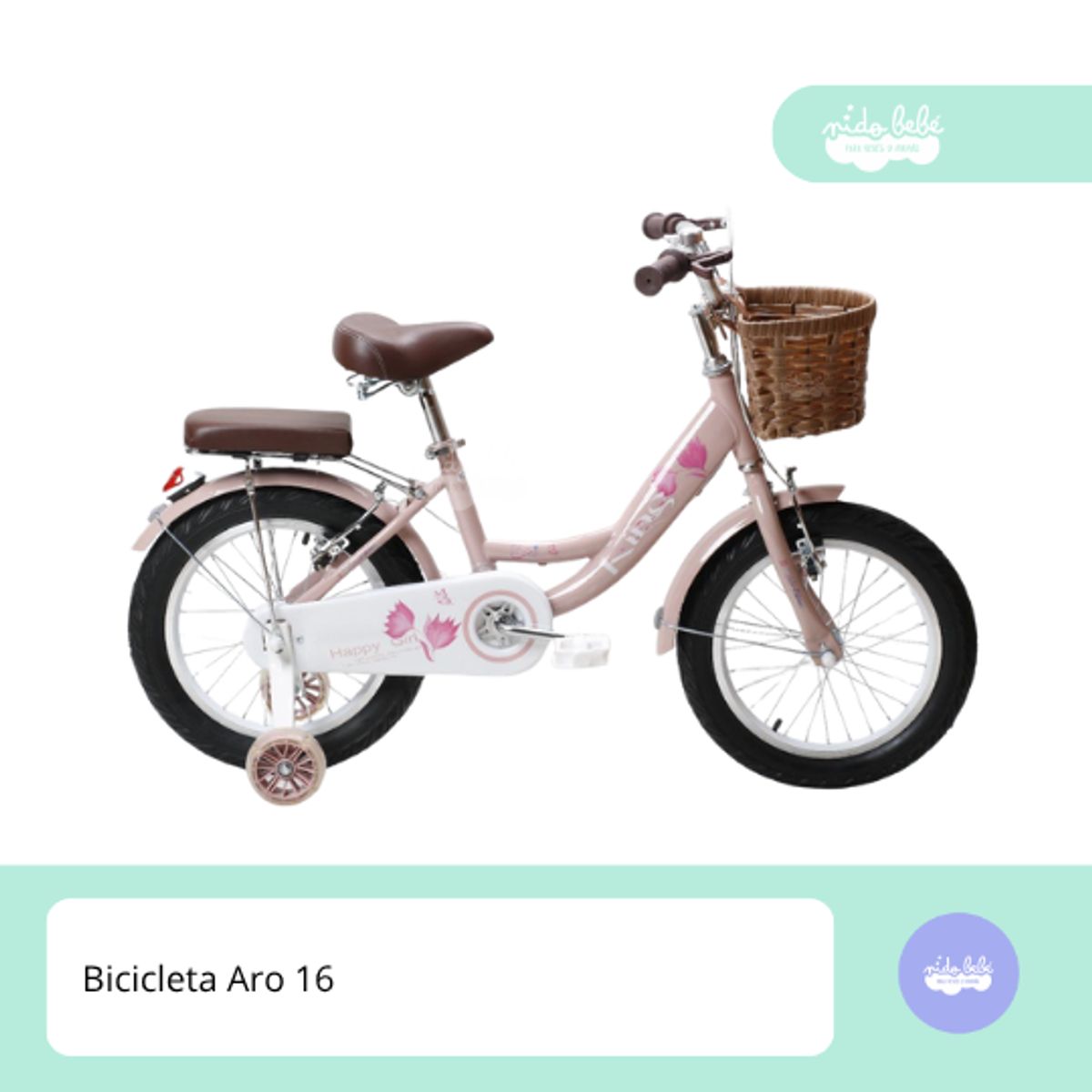 GENERICO - Bicicleta aro 16 para niña color rosa con canastilla