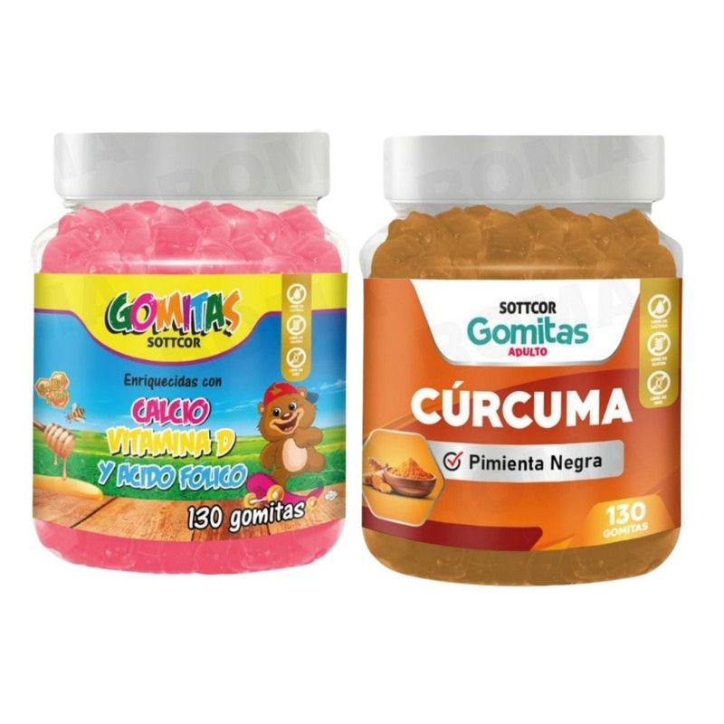 GENERICO - PACK 2 GOMITAS CALCIO NIÑOS 130UND + GOMITAS CÚRCUMA 130UND