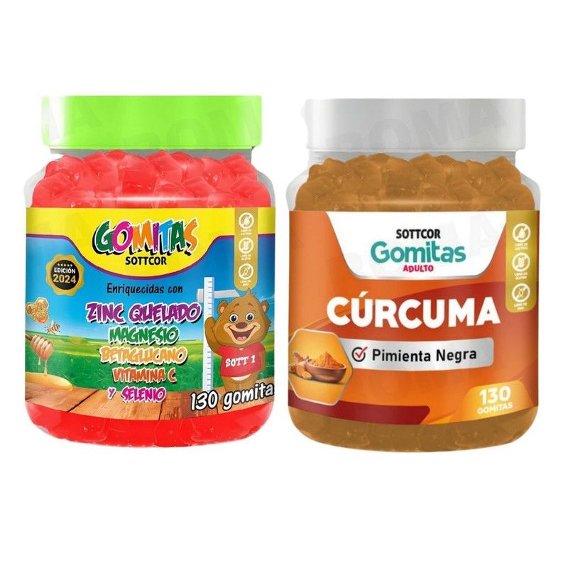GENERICO - PACK 2 GOMITAS ZINC QUELADO NIÑOS  + GOMITAS CÚRCUMA 260 UND
